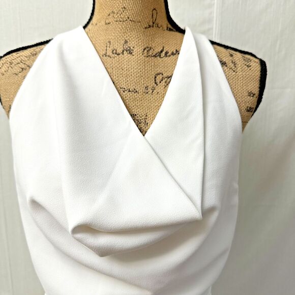 New ZARA Women's White Sleeveless Cowl Neck Cropped Top Blouse Sz S - Picture 2 of 16